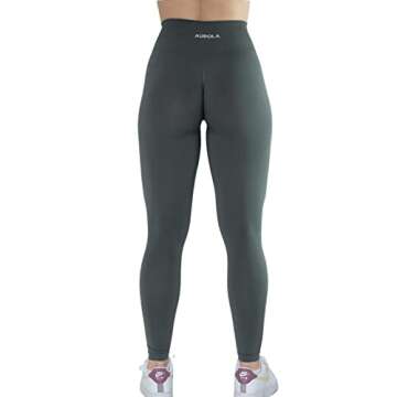 AUROLA Workout Leggings for Women Seamless Scrunch Tights Tummy Control Gym Fitness Girl Sport Active Yoga Pants (M, Steel Grey)