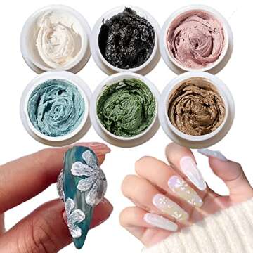 FN GRACE 6Pack Nail DIY 3D Sand Texture Gypsum Gel Nail Plaster Drawing Design Nail Gel Soak Off Nai...