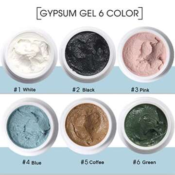 FN GRACE 6Pack Nail DIY 3D Sand Texture Gypsum Gel Nail Plaster Drawing Design Nail Gel Soak Off Nail Art Polish Varnish Decoration Manicure