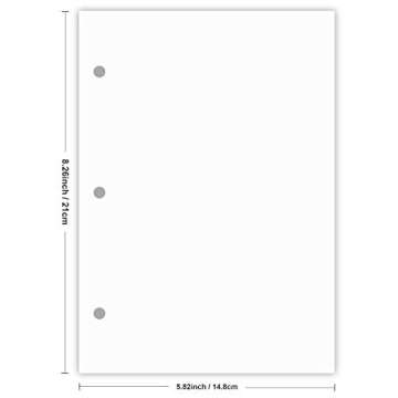 A5 Filler Paper, 3 Hole Planner Refills, Organizer, Binders, Total 100 Sheets/200 Pages, 100gsm, Blank, White Paper, 5.8 x 8.2 Inch, 3 Hole Filler Paper, Mini Binder Refills, Fit 3 Hole Binder Only