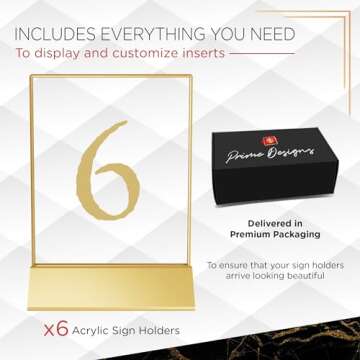 Prime Designs 5x7 Acrylic Sign Holders with Gold Border