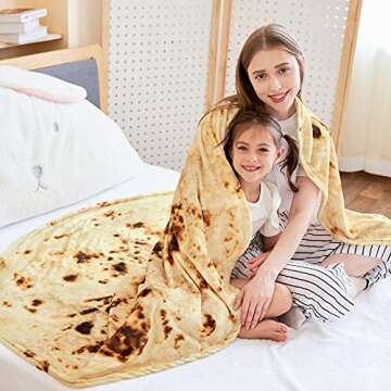 CASOFU Burritos Tortilla Throw Blanket, Double Sided Giant Flour Novelty Blankets for Your Family, 285 GSM Soft and Comfortable Flannel Taco Blanket.(Yellow, 60 inches)
