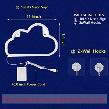 Cloud Neon Light - USB or Battery Powered Wall Decor