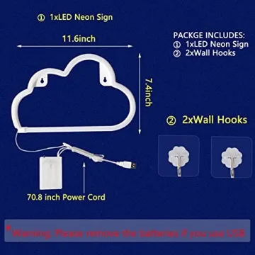 Cloud Neon Light - USB or Battery Powered Wall Decor