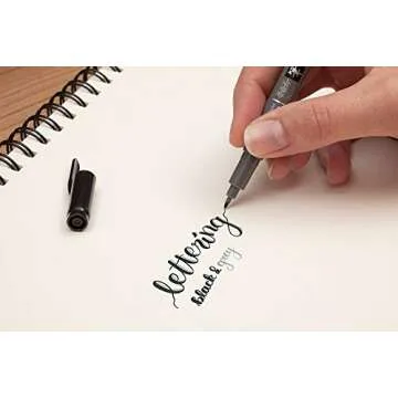 Tombow Fudenosuke Fude Brush Pen Hard (GCD-111) x5 Set, with Original Sticky Notes – Great for Calligraphy, Art Drawings, Illustration, Manga