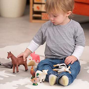 Learning Minds Set of 8 Jumbo Farm Animal Figures - Perfect Educational Toy for Toddlers