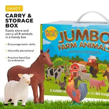 Learning Minds Jumbo Farm Animal Figures for Toddlers