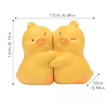 Cute Hug Ducks Decorative Bookends, Unique Book Ends to Hold Books Creative Resin Book Holder Stoppe...