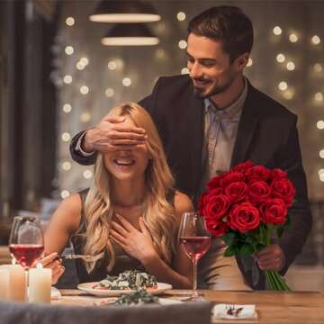 Ouddy Decor 20 Pcs Fake Red Roses Artificial Silk Flowers with Long Stems for Valentines Day Decor Wedding Home Party Table Centerpieces Bridal Bouquet DIY Floral Arrangment