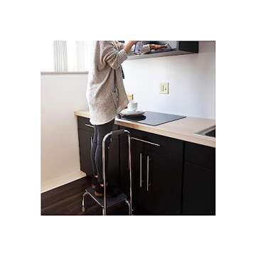 DMI Step Stool with Handle and Non Skid Rubber Platform, Lightweight and Sturdy Stool for Seniors, Adults and Children, Holds up to 300 Pounds with 9.5 Inch Step Up, 17.3"D x 12.3"W x 34"H, Chrome