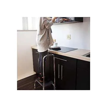 DMI Step Stool with Handle and Non Skid Rubber Platform, Lightweight and Sturdy Stool for Seniors, Adults and Children, Holds up to 300 Pounds with 9.5 Inch Step Up, 17.3"D x 12.3"W x 34"H, Chrome