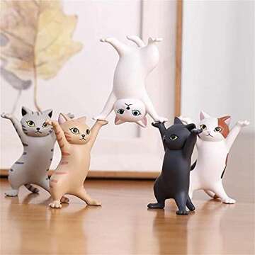 ATHAND Cute Gifts Desk Decor Funny Office Decor Cute Pen Holder Funny Office Desk Decor Kawaii Dancing Cat (5 Cats Set)