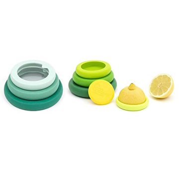 Food Huggers Kitchen Must-haves (8 Pieces)- Flexible, Stackable, Eco-Friendly Glass and Silicone Bow...