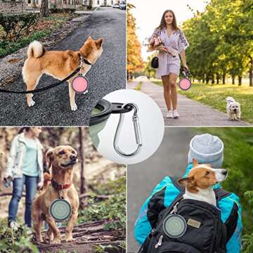 SLSON Collapsible Pet Feeder, 2 Pack Dog Bowls with Cover Lids, Portable Foldable Cat Water Dish Bowl for Pets, Small, Fairy Pink and Sprout Green