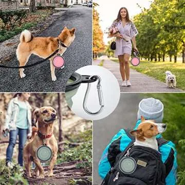 SLSON Collapsible Pet Feeder, 2 Pack Dog Bowls with Cover Lids, Portable Foldable Cat Water Dish Bowl for Pets, Small, Fairy Pink and Sprout Green