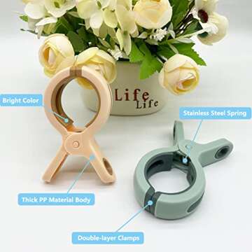 8 Pack Beach Towel Clips for Beach Chairs Cruise, Beach Chair Clips for Towels Lounge Chairs Pool Towel Holder, Large Clips Plastic Clothespin Clamps for Hanging Clothes in Bright Color(Orange, Green)