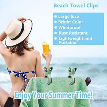 8 Pack Beach Towel Clips for Beach Chairs Cruise, Beach Chair Clips for Towels Lounge Chairs Pool Towel Holder, Large Clips Plastic Clothespin Clamps for Hanging Clothes in Bright Color(Orange, Green)