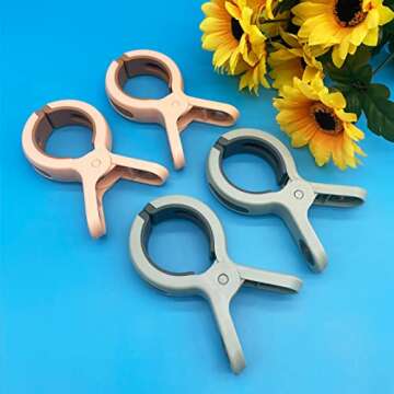 8 Pack Beach Towel Clips for Beach Chairs Cruise, Beach Chair Clips for Towels Lounge Chairs Pool Towel Holder, Large Clips Plastic Clothespin Clamps for Hanging Clothes in Bright Color(Orange, Green)