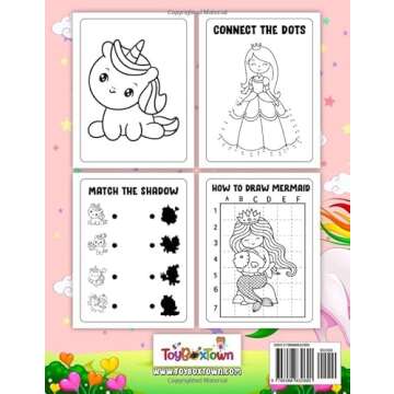 Unicorn, Princess and Mermaid Coloring and Activity Book: For Kids Ages 4-8