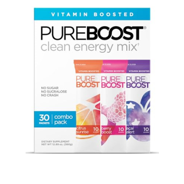 Pureboost Clean Energy Booster, Refreshing Energy Drink Mix with B12 Vitamins, Electrolytes
