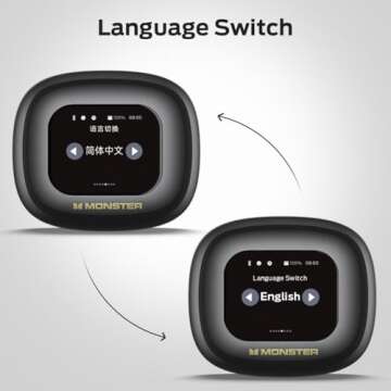 Monster Open Ear Headphones Touch Screen Earbuds, Open Touch Pro 100 Wireless Earbuds Support TF Card, Bluetooth Earbuds with ENC Clear Talk, Multiple EQ Modes, Comfort Earhooks, IPX5, 30H Playback