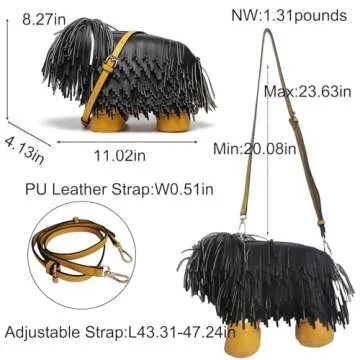 Lyuxhetaokdiq Women Dog Shaped Crossbody Shoulder Bag Handbag PU Leather Unique Novelty Dog Shaped Purse(Black)