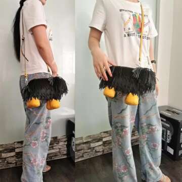 Lyuxhetaokdiq Women Dog Shaped Crossbody Shoulder Bag Handbag PU Leather Unique Novelty Dog Shaped Purse(Black)