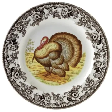 Spode Woodland Salad Plate - 8" Turkey Design for Thanksgiving Table Decor, Fine Earthenware - Dishw...