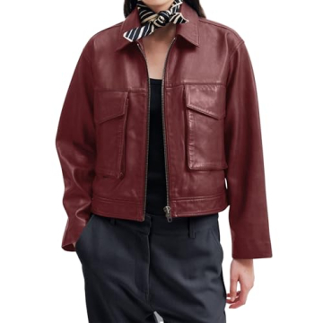 BZB Women's 2024 Vintage Faux Leather Bomber Jacket - Stylish & Warm
