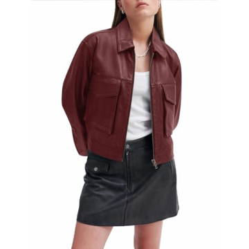 BZB Women's Faux Leather Bomber Jacket 2024 Stylish & Warm