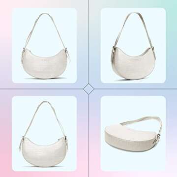 Keyli Women's White Crocodile Pattern Mini Purse Shoulder Bag