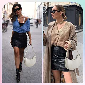 Keyli Women's White Crocodile Pattern Mini Purse Shoulder Bag