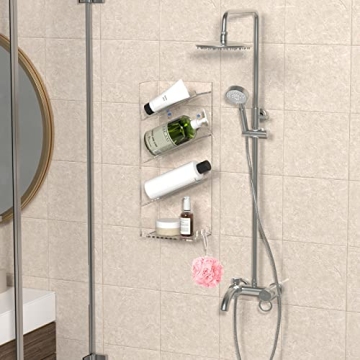 AITEE Acrylic Shower Caddy - Elegant & No Drilling Solution