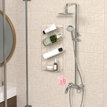 AITEE Acrylic Shower Caddy - Elegant & No Drilling Solution