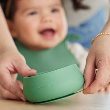 NumNum Suction Bowls for Babies & Toddlers, Extra Strong Non-Slip Suction, 100% Food-Grade Silicone, BPA-Free, Microwave & Dishwasher Safe, Baby-Led Weaning Bowls for 4+ Months, 2-Pack Blue/Green