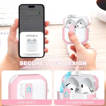 MHYALUDO AirPods 4 Case with Automatic Lid & Cleaning Tool