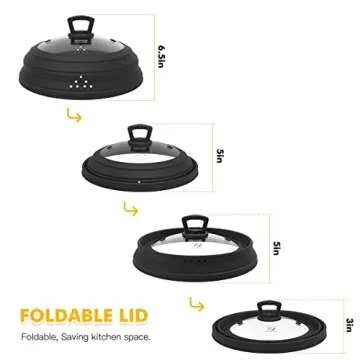 Microwave Splatter Cover Vented Glass Cover Splatter Guard Lid with Collapsible Silicone for Food as Pot Cover 11.8 inch Large Plate Cover for 6 7 8 9 10 11 inch Plate Bowl