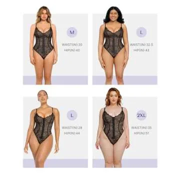 SHAPELLX Lace Shapewear Bodysuit for Women Body Shaper Fajas for Women Tummy Control Plus Size XX-Large
