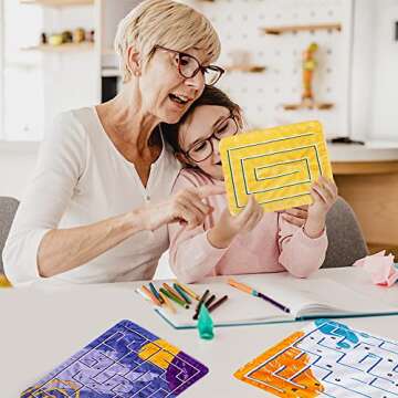 5 Pcs Marble Maze Mat Sensory Fidget Stress Relief Toys,Sensory Mat Anxiety Calming Toys,Tactile Sensory Toys for Kids Adults Teens Autism with Special Needs School Classroom Home Supplies,2 Sizes