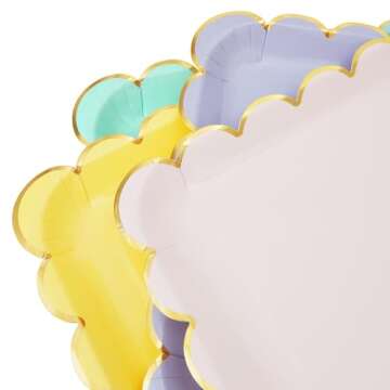 Sparkle and Bash Pastel Paper Plates with Gold Foil - 48 Pack