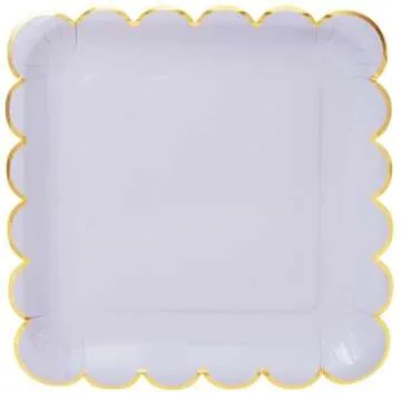 Sparkle and Bash Pastel Paper Plates with Gold Foil - 48 Pack