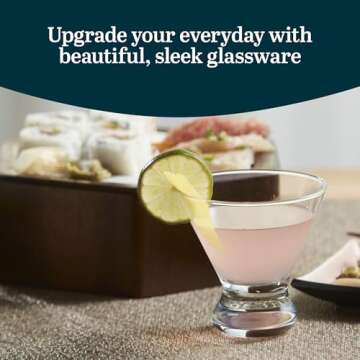 Libbey Stemless Martini Glasses Set for Stylish Entertaining