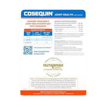 Cosequin Joint Health Supplement for Dogs - With Glucosamine, Chondroitin, MSM, and Omega-3's, 120 S...