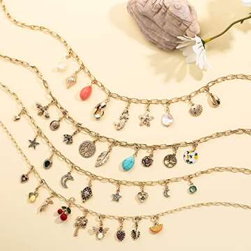 Rambling Rose Bohemia Gold Color Crystal Star Moon DIY Necklace,Tassel Pendant Necklaces,For Women Party Jewelry Accessories