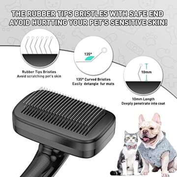 YOPETAYU Dog Brush for Shedding, Self-Cleaning Slicker Brush, Perfect for Short & Long Haired Pets, ...