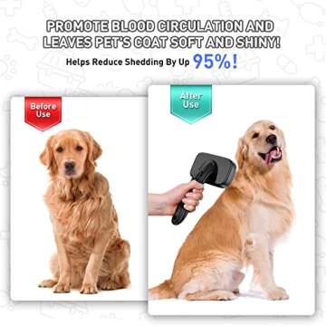 YOPETAYU Dog Brush for Shedding, Self-Cleaning Slicker Brush, Perfect for Short & Long Haired Pets, Removes Mats, Tangles, Loose Fur, Gentle on Skin, Ideal for Small, Medium, Large Dogs. Black