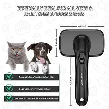 YOPETAYU Dog Brush for Shedding, Self-Cleaning Slicker Brush, Perfect for Short & Long Haired Pets, Removes Mats, Tangles, Loose Fur, Gentle on Skin, Ideal for Small, Medium, Large Dogs. Black