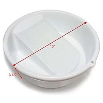 Amazing Child Small White Washing Bowl / Basin with Integrated Washboard _ 10" Diameter
