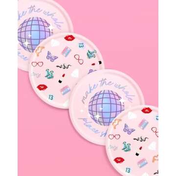 xo, Fetti Eras Party Paper Plates | 24pcs. 9" | Concert Party Tableware, Bachelorette Decorations, B...