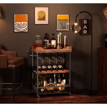Stylish X-cosrack Mobile Bar Cart with Wine Rack